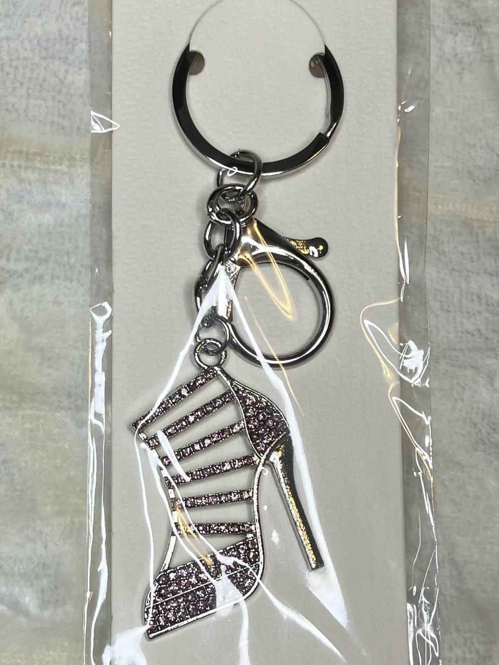 Pink Glitter High Heel Stiletto Keychain Bag Charm
